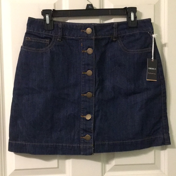 Forever 21 Dresses & Skirts - NEW NWT Dark Denim Jean Skirt XL 31” Waist F21